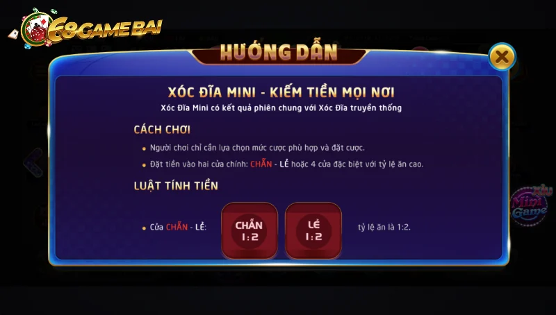 Tỷ lệ trả thưởng xóc đĩa 68 GB